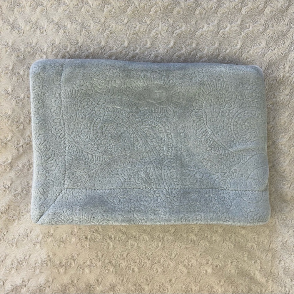 Thro Solid Gray Paisley Baby Blanket Plush Soft Security Lovey 2016